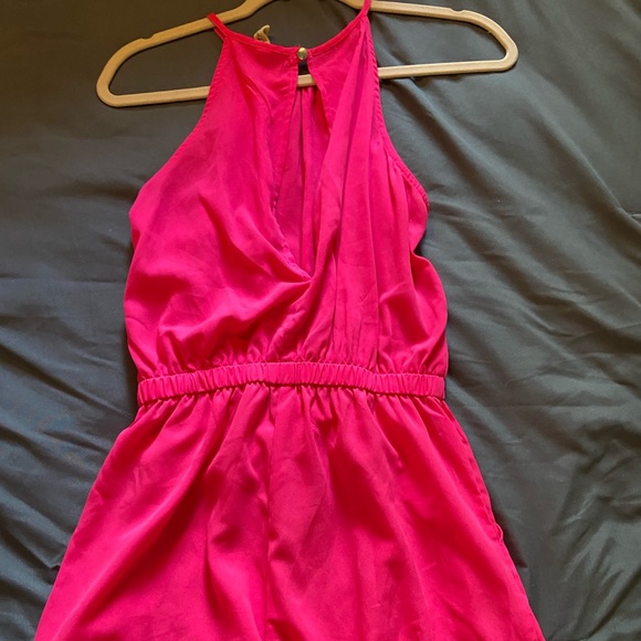 Halter Hot Pink Romper - Picture 3 of 4